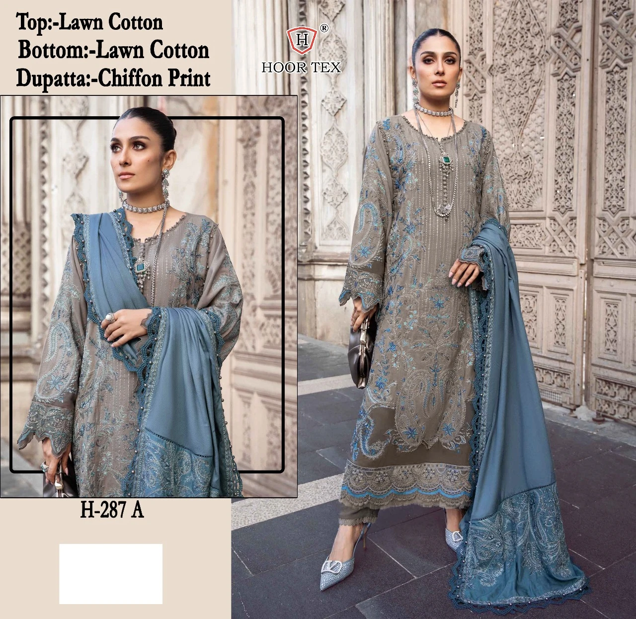 Hoor Tex H-287 A To D Heavy Rayon Wholesale Pakistani Salwar Suit Catalog — Wholesale Salwar Suits, hoor Tex wholesale from Surat - Gallery Image 6